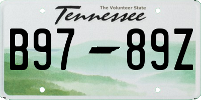 TN license plate B9789Z