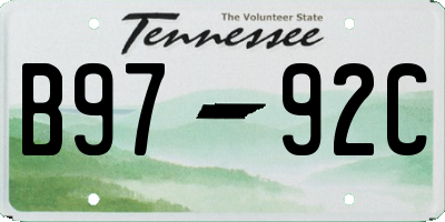 TN license plate B9792C
