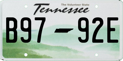 TN license plate B9792E