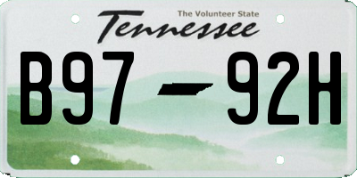 TN license plate B9792H