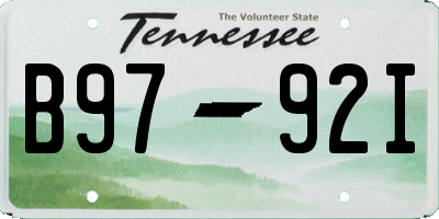 TN license plate B9792I