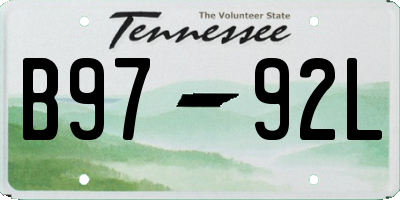 TN license plate B9792L