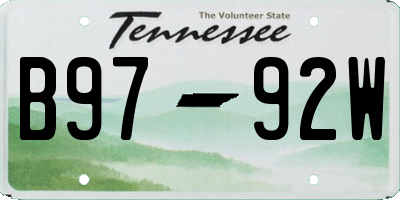 TN license plate B9792W