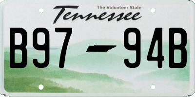 TN license plate B9794B