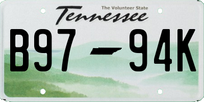 TN license plate B9794K