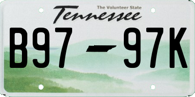 TN license plate B9797K