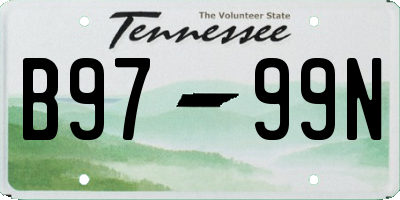 TN license plate B9799N