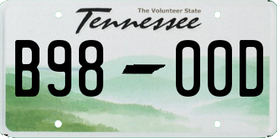 TN license plate B9800D