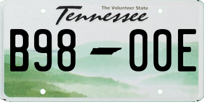 TN license plate B9800E