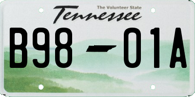 TN license plate B9801A