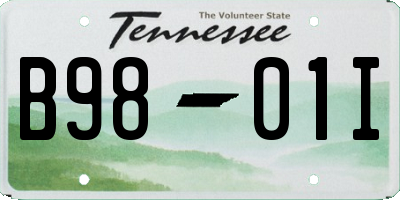 TN license plate B9801I
