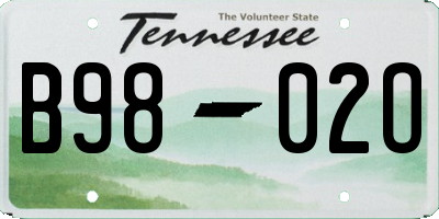 TN license plate B9802O