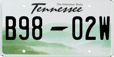 TN license plate B9802W