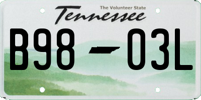 TN license plate B9803L