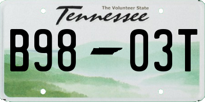 TN license plate B9803T