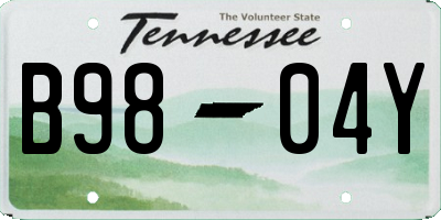TN license plate B9804Y