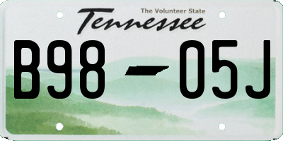 TN license plate B9805J