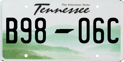 TN license plate B9806C