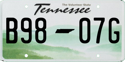 TN license plate B9807G