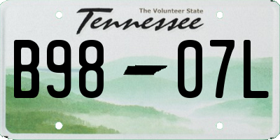 TN license plate B9807L