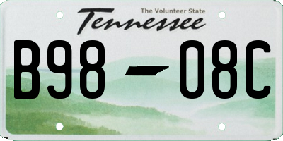 TN license plate B9808C