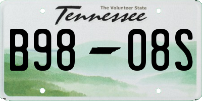 TN license plate B9808S