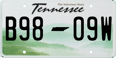 TN license plate B9809W