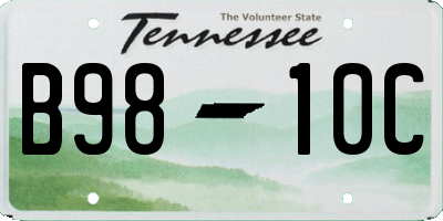 TN license plate B9810C