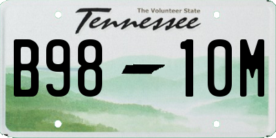 TN license plate B9810M