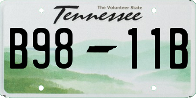 TN license plate B9811B
