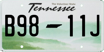 TN license plate B9811J