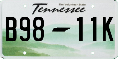 TN license plate B9811K