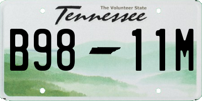 TN license plate B9811M