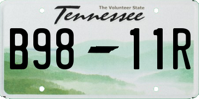 TN license plate B9811R