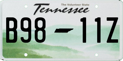 TN license plate B9811Z