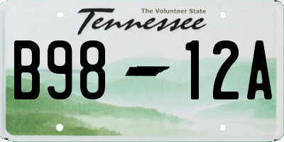 TN license plate B9812A