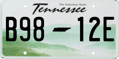 TN license plate B9812E