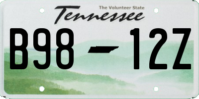 TN license plate B9812Z