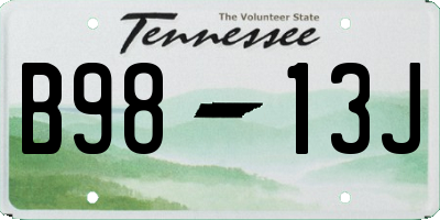 TN license plate B9813J