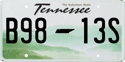 TN license plate B9813S