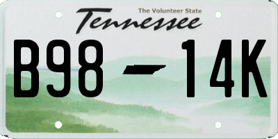 TN license plate B9814K