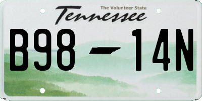 TN license plate B9814N
