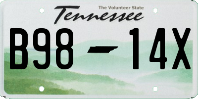 TN license plate B9814X