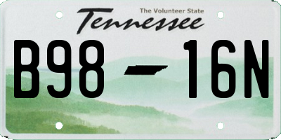 TN license plate B9816N