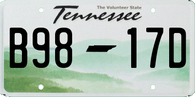 TN license plate B9817D