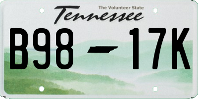 TN license plate B9817K