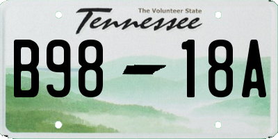 TN license plate B9818A