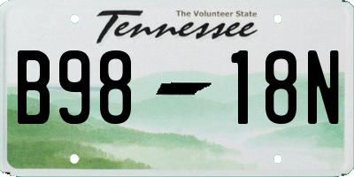 TN license plate B9818N