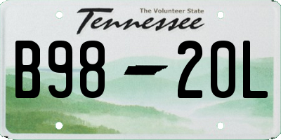 TN license plate B9820L