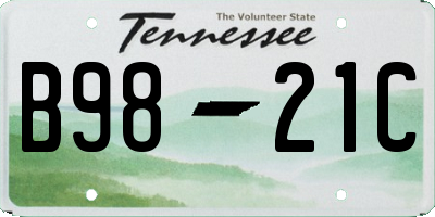 TN license plate B9821C